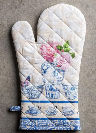 Maison d' Hermine Oven Gloves 100% Cotton Oven Mitt 7" x 13" with Loop Heat Resistant, BBQ, Cooking Gloves, Baking, Grilling, Kitchen, Handling Hot Pans Spring/Summer (Pack of 1, Canton)