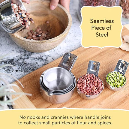 Simply Gourmet Measuring Cups and Spoons Set of 12 – Stainless Steel Kitchen Gadgets – Stackable Design with Long Handle Spoons – Fits in Jars – Cooking & Baking Measuring Set for Dry & Liquid