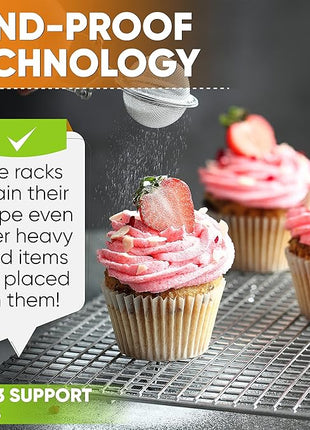 Spring Chef 11.8" x 17" Stainless Steel Cookie Cooling Rack - Oven Safe - Baking Rack for Bacon, BBQ, Jerky, Bread, Pizza, Cake - Fits Half Sheet Roasting Pan - Dishwasher Safe