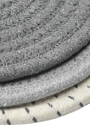 Potholders Set Trivets Set 100% Pure Cotton Thread Weave Hot Pot Holders Set (Set of 3) Stylish Coasters, Hot Pads, Hot Mats,Spoon Rest For Cooking and Baking by Diameter 7 Inches (Gray)