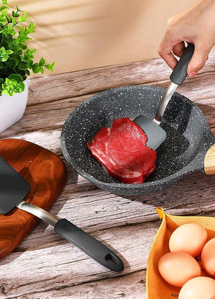 Silicone Cookie Spatula Turner 2 Pack Mini Brownie Spatula Flexible Kitchen Small Silicone Turner for Nonstick Cookware Heat Resistant No Scratch Flipper for Egg Pancake(Grey)