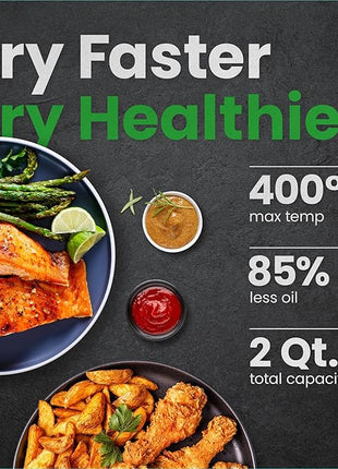 CHEFMAN 2 Qt Mini Air Fryer – Digital Space-Saving Compact Air Fryer with Nonstick and Dishwasher Safe Basket, Quick & Easy Meals in Minutes, Features Digital Timer and Shake Reminder – Red