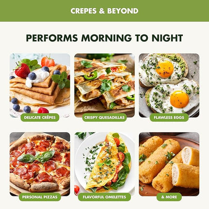 GreenPan Valencia Pro 9.5" Nonstick Crepe Pan, PFAS-Free Ceramic Flat Pancake Skillet, Induction Ready Cookware, Hard Anodized, Dishwasher & Oven Safe, Gray