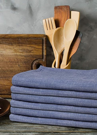 Urban Villa Kitchen Towels Premium Quality 100% Cotton Solid Kitchen Towels Set of 6 Ultra Soft Size 20x30 Inches Blue/White Color Highly Absorbent