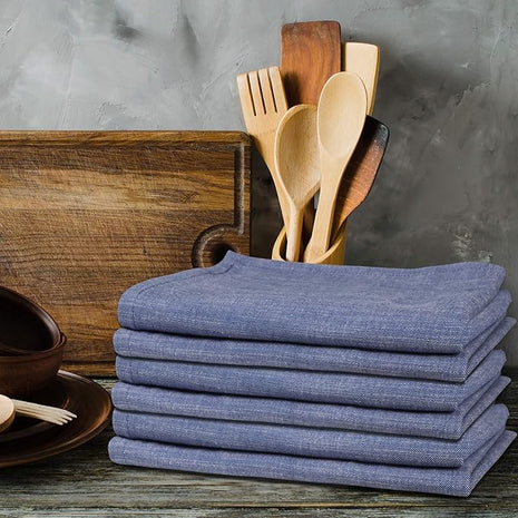 Urban Villa Kitchen Towels Premium Quality 100% Cotton Solid Kitchen Towels Set of 6 Ultra Soft Size 20x30 Inches Blue/White Color Highly Absorbent