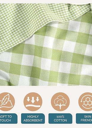 Casa Platino Kitchen Towels Cotton and Kitchen Dish Towels – Soft Cotton Set of 8 with Coordinated Patterns – Inviting Tones for Baking and Everyday Spills – Sage Green