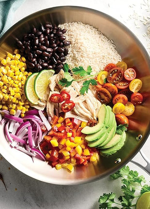 Tramontina Boston Tri-Ply Clad Stainless Steel 12-Inch Large Frying Pan, Induction-Ready Skillet, Dishwasher-Safe, NSF-Certified