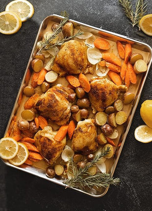 KITCHENATICS Jelly Roll Size Baking Sheet Pans, Premium Quality Aluminum Cookie Sheets for Roasting & Baking, Rimmed Nonstick Sheet Pans - Warp Free, Durable & Easy Clean - 10.6" x 15.6" IN, Set of 2