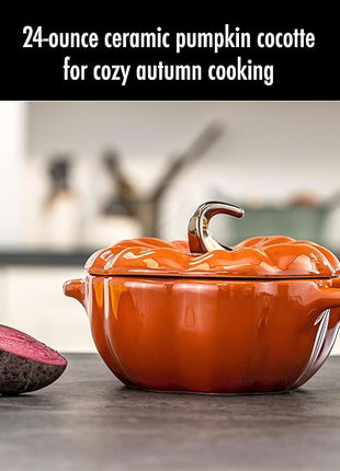 STAUB Ceramic 0.75-qt Petite Pumpkin, Oven & Stove Safe up to 572°F, Pumpkin Dish, Baking Candy Burnt Orange