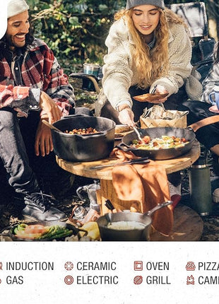 Victoria 4-Quart Cast Iron Dutch Oven with Lid and Dual Loop Handles, Seasoned with Flaxseed Oil, Made in Colombia,Black