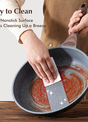 SENSARTE Nonstick Frying Pan Skillets, Swiss Granite Coating Omelette Pans, Healthy Cookware Chef's Pan, Free of Intentionally Added PFOA (9.5+11+12.5 Inch)