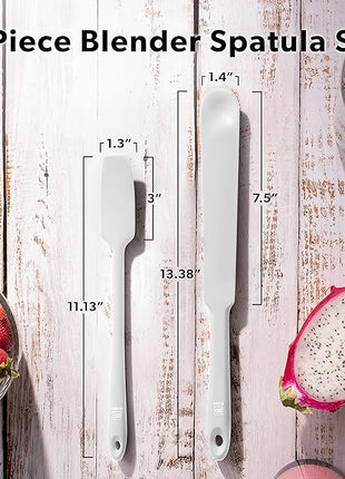 DI ORO Silicone Blender & Jar Spatulas - Heat Resistant Kitchen Utensil Set for Cooking, Mixing, Baking, & Scraping (2pc, Stone)