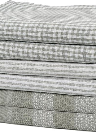 Casa Platino Hand Towels for Kitchen Set of 6 – 100% Cotton 18"x28" Kitchen Towels, Super Absorbent – Crafted for Farmhouse Charm, Drying Dishes, Or Entertaining Guests – Slate Grey