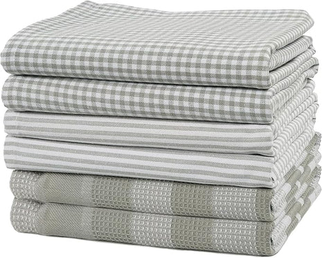 Casa Platino Hand Towels for Kitchen Set of 6 – 100% Cotton 18"x28" Kitchen Towels, Super Absorbent – Crafted for Farmhouse Charm, Drying Dishes, Or Entertaining Guests – Slate Grey
