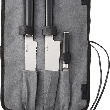 Babish German High-Carbon 1.4116 Steel Cutlery Knife Set, 3-Piece (Chef, Bread, & Pairing Knive) w/Kitchen Knives Roll