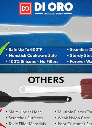 DI ORO Silicone Spatula Set - Rubber Kitchen Spatulas for Baking, Cooking, & Mixing - 600°F Heat-Resistant & BPA Free Silicone Scraper Spatulas for Nonstick Cookware - Dishwasher Safe (4pc, Stone)