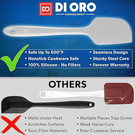 DI ORO Silicone Spatula Set - Rubber Kitchen Spatulas for Baking, Cooking, & Mixing - 600°F Heat-Resistant & BPA Free Silicone Scraper Spatulas for Nonstick Cookware - Dishwasher Safe (4pc, Stone)