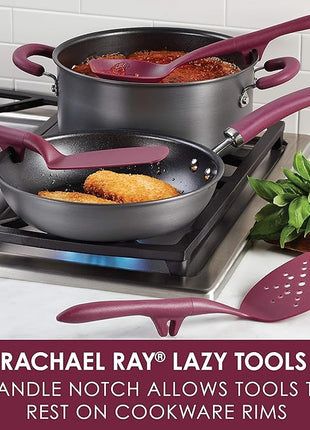 Rachael Ray 47916 3-Piece Lazy Tool Nylon Slotted Turner Set, Burgundy