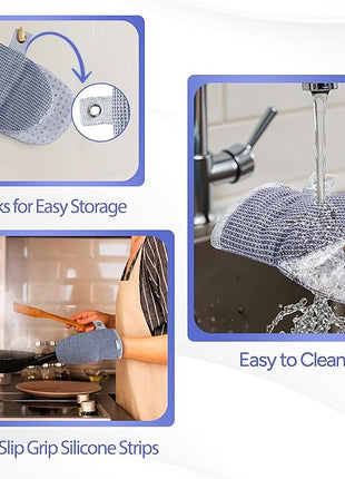 Casa Platino Silicone Oven Mitts & Potholders, 4-Piece – Pot Holders and Oven Mitts for BBQ & Baking, Oven Mitt for Kitchen & Microwave – Heat Resistant Up to 500°F, Durable & Flexible – Indigo