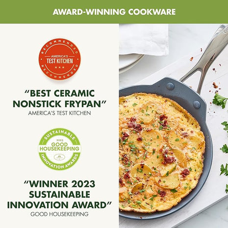 GreenPan Valencia Pro 9.5" Nonstick Crepe Pan, PFAS-Free Ceramic Flat Pancake Skillet, Induction Ready Cookware, Hard Anodized, Dishwasher & Oven Safe, Gray