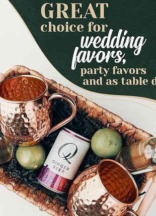 Moscow Mule Copper Mugs Set of 6 (16oz) | Food Grade 100% Pure Copper Cups | Handcrafted w/Lacquered Hammered Finish, Smooth Rounded Lip, Ergonomic Handle (No Rivet) w/Solid Grip