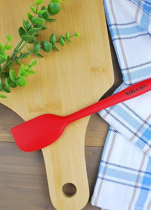 Set of 4 Pure Silicone Spatulas Spoon Pastry Basting Brush Heat Resistant (11"-8.4") (4, Spatula Set - Red)