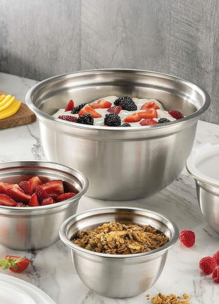 Stainless Steel Mixing Bowls Set with Lids, Home Kitchen Cooking Essentials Household Must Haves for Baking, 5 Pieces