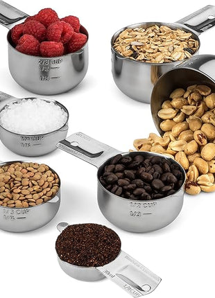 Hudson Essentials Stainless Steel Measuring Cups Set - Stackable Set with Spout