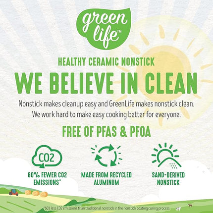 GreenLife Sandstone Healthy Ceramic Nonstick 5 Quart Saute Pan, PFAS-Free, Dishwasher Safe, Gray