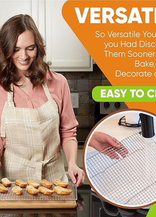 Spring Chef 10 x 15 Inch Stainless Steel Cooling Rack for Cooking & Baking - Heavy Duty Cookie Cooling Rack for Kitchen - Oven Safe - Fits Jelly Roll Pan - Dishwasher Safe