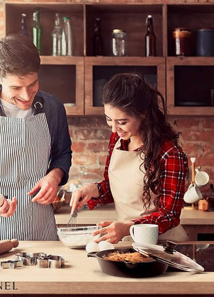 Cast Iron Skillet with Glass Lid - 12"-Inch Dual Handle Frying Pan + Pan Scraper + Silicone Handle Holder Covers - Preseasoned Oven Safe Cookware - Indoor/Outdoor Use - Grill, Stovetop, Induction Safe