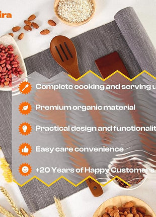 Riveira Premium Brown Bamboo Wooden Spoons for Cooking Set of 3 – Premium Brown Bamboo Wooden Cooking Utensils, Wooden Spatula, Wooden Spoon - Premium Quality Wooden Utensil Set for Non-Toxic Cooking