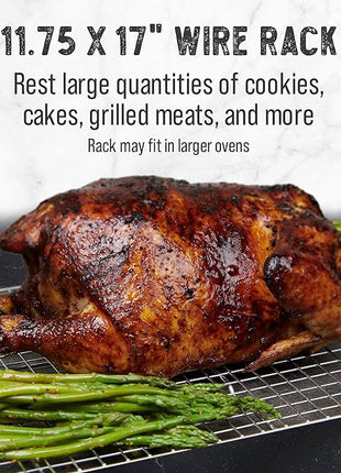 Checkered Chef Cooling Rack for Cooking and Baking - 11 ¾" x 17 Set of 2 Stainless Steel, Oven Safe Grid Wire Cookie Cooling Racks