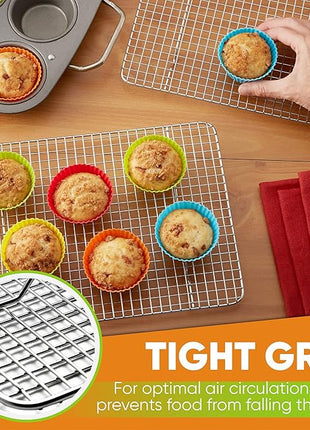 Spring Chef 8.5" x 12" Stainless Steel Cooling Racks, Wire Rack for Baking Sheet - Fits Small Quarter Sheet Pan - Perfect for Cooking, Baking, Grilling, Smoking - Dishwasher Safe - Set of 2