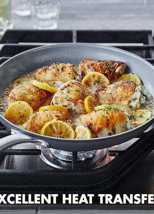 GreenPan Lima Hard Anodized 8" 10" & 12" Frying Pan Skillet Set, Ceramic Nonstick, PFAS-Free Nontoxic Pots & Pans, Oven & Broiler Safe, Stainless Steel Handles, Cookware for Eggs & Omelet, Gray