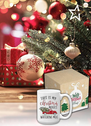 BLUE RIBBON Christmas Gifts Coffee Mug,This is My Christmas Movies Watching Mug, Funny Coffee Mug from Daughter, Wife and Son – Mug in Decorative Christmas Gift Box (15 oz)