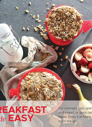 Tafura Microwave Bowl with Lid – 34oz Microwave Safe Soup Bowls with Lids, Ramen Noodle Bowl with Handle, Leakproof Plastic Bowls Microwave Safe, BPA-Free Soup Mugs for Travel – 2 Count