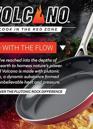 Textured Ceramic Nonstick, 10 Piece Cookware Pots and Pans Set with Stainless Steel Handles, PFAS PFOA & PTFE Free, Dishwasher Safe, Oven & Broiler Safe to 600 Degrees, Red