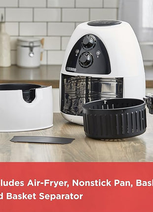 BLACK+DECKER Purify 2-Liter Air Fryer, White/Black, HF100WD