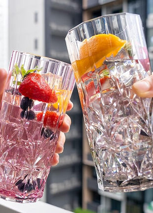 BELLAFORTE Shatterproof Tritan Tall Tumbler, Set of 4, 18oz - Myrtle Beach Drinking Glasses - Unbreakable Plastic Drinking Glasses for Gifting, Parties, New Year - BPA Free - Dishwasher Safe - Gray