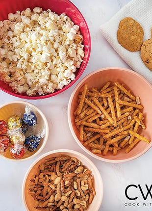 COOK WITH COLOR Prep Bowls with Lids- Wide and Deep Nesting Plastic Small Mixing Bowl Set with Lids, 8 Piece Set - Deep Bowls, Rose