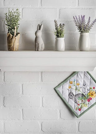 Maison d' Hermine Pot Holders Set 100% Cotton Heat Resistant Potholders 8" x 8" Hot Pads with Loop BBQ, Cooking, Baking, Grilling, Kitchen, Handling Hot Pans Spring/Summer (Pack of 2, Printemps)