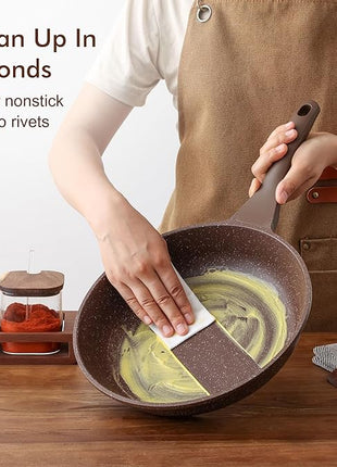 SENSARTE Nonstick Frying Pan Skillet, Non Stick Omelette Pan, Healthy Stone Cookware Chef's Pan PFOA Free, Toffee Brown (8 Inch)