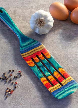 Baltique Montego Bay Collection 13" Wooden Spurtle Spatula – Colorful Birch Wood Cooking Utensil, Nonstick Safe, Versatile Stirring & Serving Tool