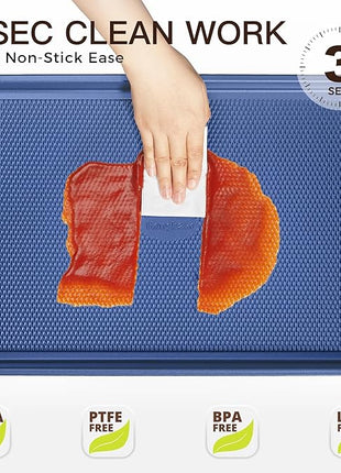 HONGBAKE Baking Sheet Pan Set, Cookie Sheets for Oven, Nonstick Half/Quarter/Jelly Roll Pans with Diamond Texture Pattern, Heavy Duty Cookie Tray, Dark Blue