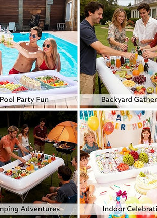JOYIN 3-Pack Inflatable Serving Bars Cooler - Inflatable Cooler Ice Buffet Salad Serving Trays with Drain Plug, Food Drink Holder for Indoor Outdoor Summer Picnic Beach Pool Luau Party