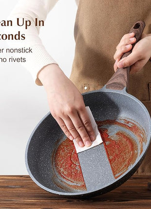 SENSARTE Nonstick Frying Pan Skillet, Swiss Granite Coating Omelette Pan, Healthy Stone Cookware Chef's Pan, PFOA Free (8/9.5/10/11/12.5 Inch) (9.5 Inch)