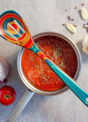 Totally Bamboo Baltique Montego Bay Collection 12-1/2" Wooden Slotted Cooking Spoon, Safe for Nonstick