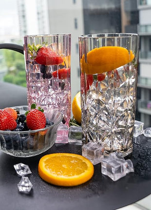 BELLAFORTE Shatterproof Tritan Tall Tumbler, Set of 4, 18oz - Myrtle Beach Drinking Glasses - Unbreakable Plastic Drinking Glasses for Gifting, Parties, New Year - BPA Free - Dishwasher Safe - Pink