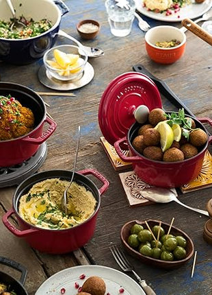 Staub Staub La Cocotte Round 40509-825 Pico Cocotte Round Cherry 8.7 inches (22 cm) Both Handed Casting, Enameled Pot, Induction Compatible